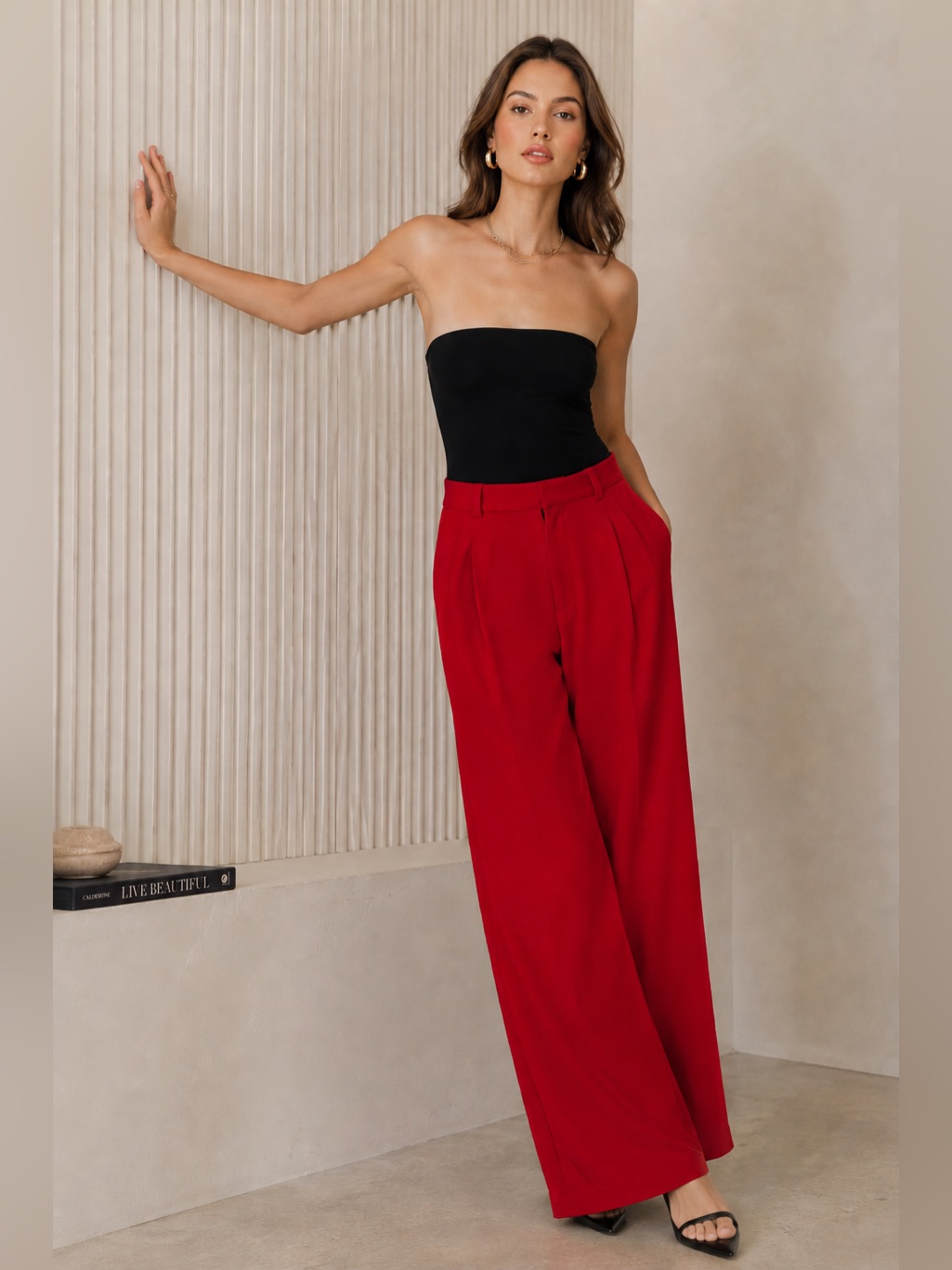 Generation Love Red Wide Leg Trousers | Nwt | Sz 3 | High Rise Tailored Pant